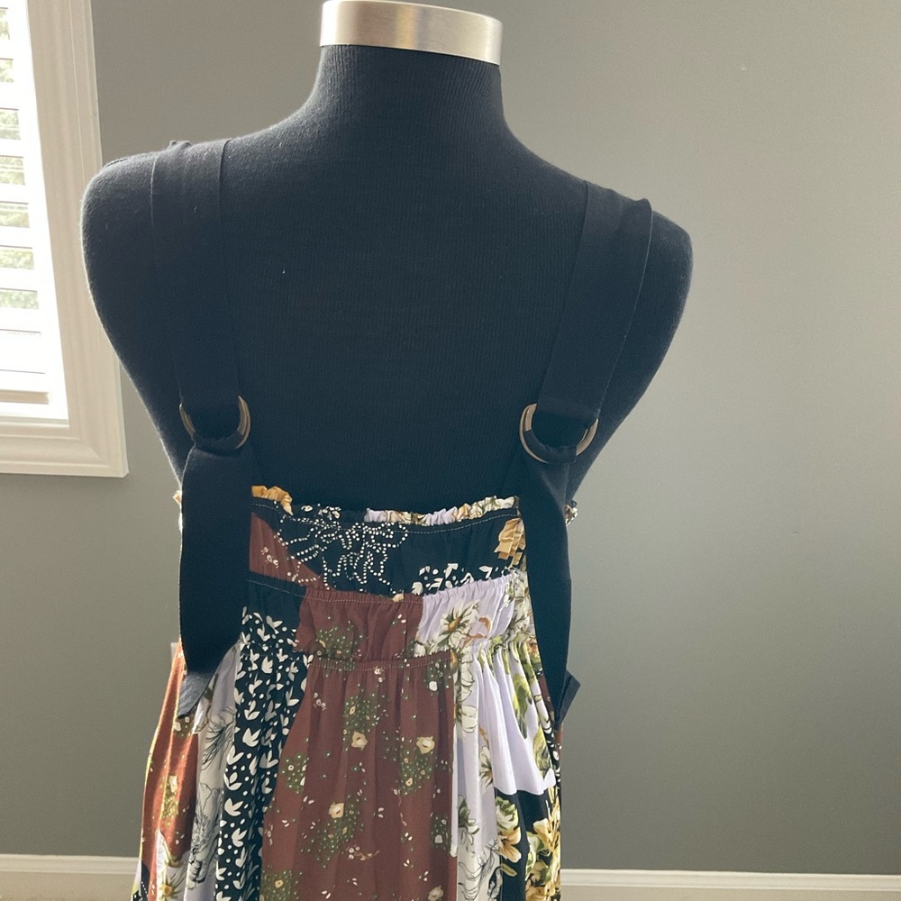 Maeve Patchwork Floral Maxi Dress in Black, White, Yellow and Brown - Picture 6 of 7